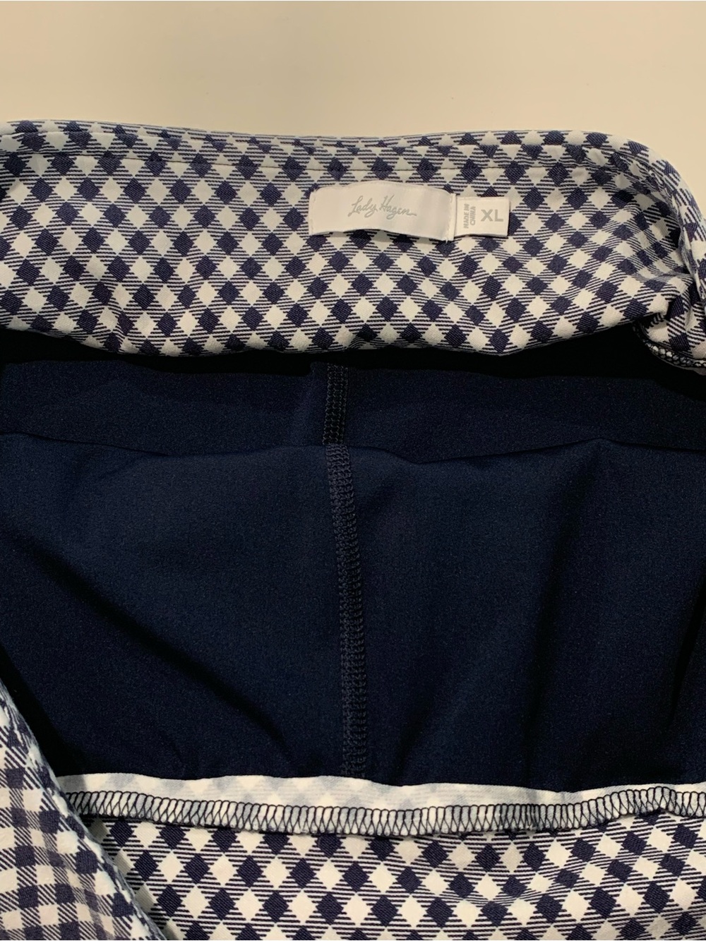 Lady Hagen Navy & White Gingham Checked Athletic Skort, Golf, Tennis, EUC, XL - Picture 8 of 12